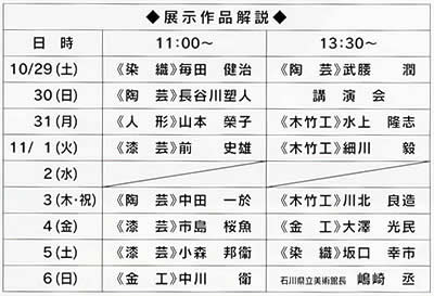 展示作品解説　日時と解説者